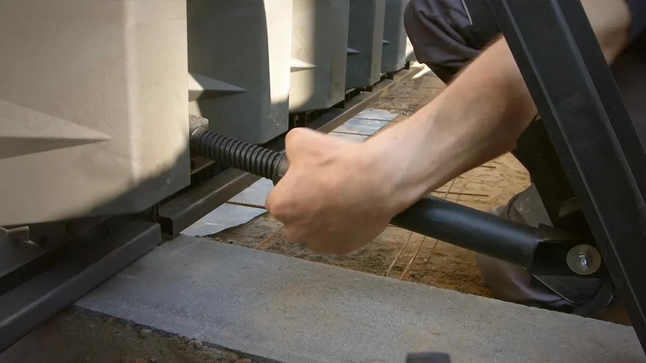 Ausrichten der Pool Wandelemente mit den Stützstreben