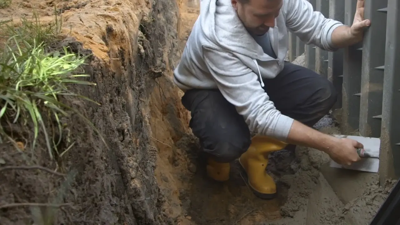 Betonieren unterer Ringanker des Pools