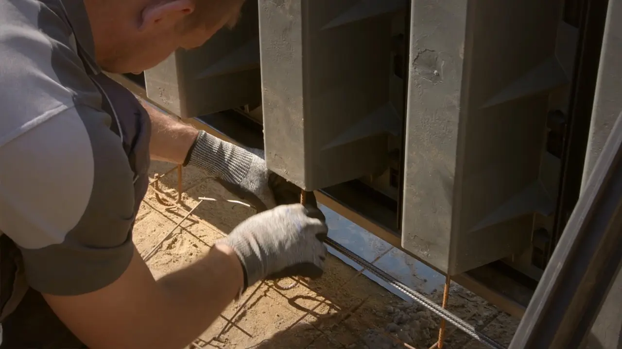 Bewehrung unterer Ringanker des Pools umlaufend mit zwei Bewehrungsstäben