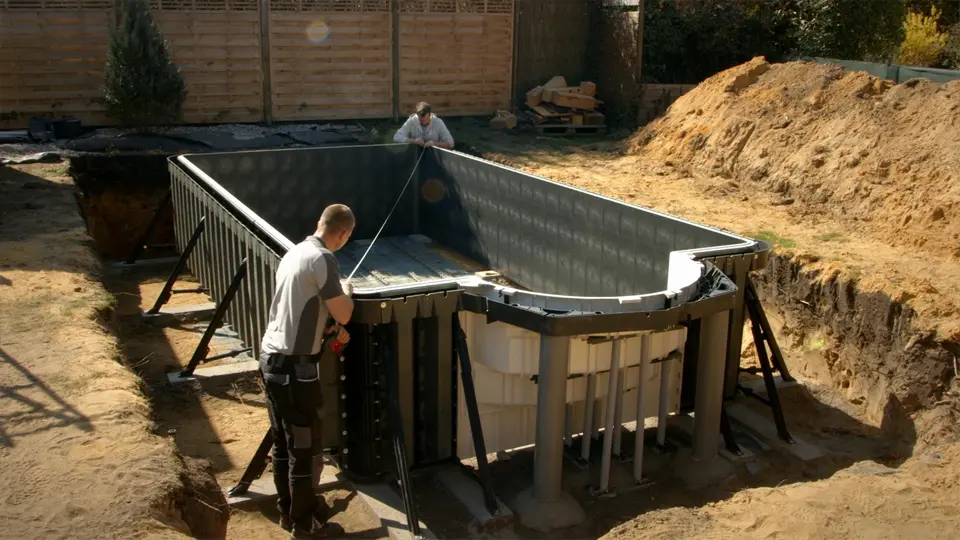 Montage Pool-System JOU Swimmingpool-Bausatz